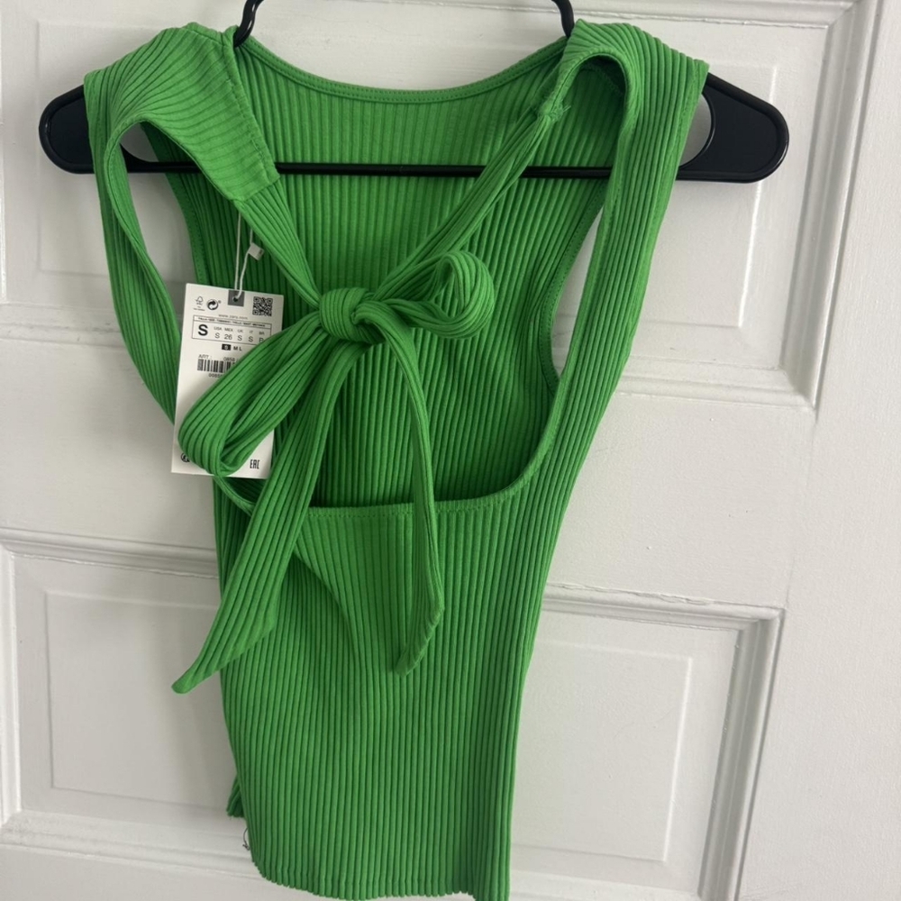 Zara Vibrant Green Ribbed Tank Top